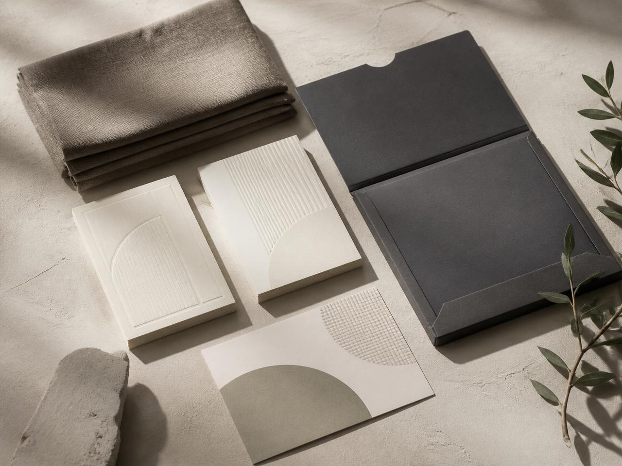 A considered arrangement of branded materials prepared for a single welcome moment.